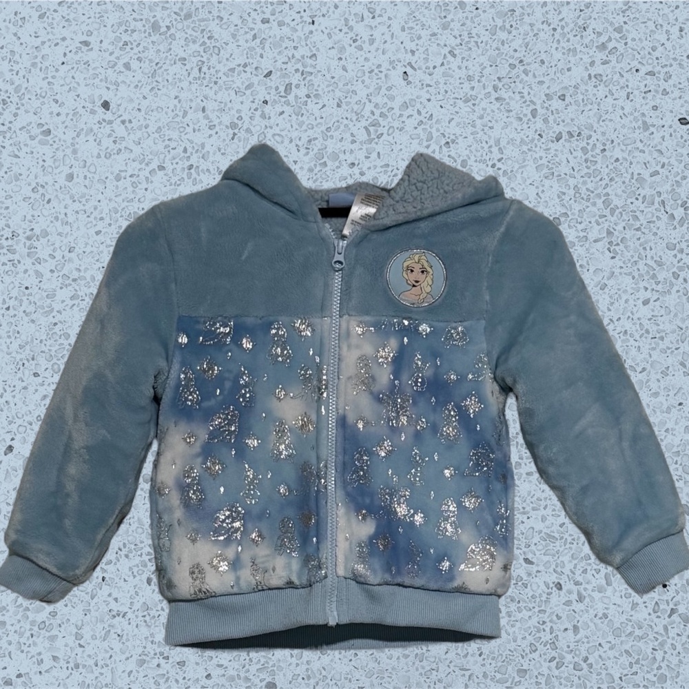 Disney Frozen Elsa Girls’ Blue Sherpa-Lined Hoodie Jacket